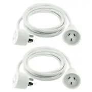 2PK Sansai 5m Piggyback Power Extension Cord/Lead AU 3-Pin 10A/2400W Home/Office