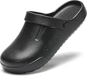 [Nihaoya] Clogs for Men and Womens Garden Shoes Slip-on Outdoor Beach Slippers Comfort Slip Resistant Sandals Lightweight Breathable, Black, 6.5-7 Women/5-6 Men