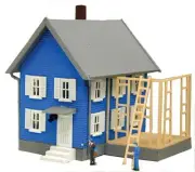 Model Power 2555 N Mr. Rogers House Built Up Ligthed W/2 Hand Painted Figures