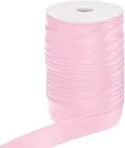 uxcell Double Fold Bias Tape, 1 Inch x 55 Yard Continuous Bulk Bias Tape Satin Fabric for Sewing Quilting Seaming Hemming Piping Binding Apparel Crafts, Light Pink