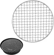 UOIENRT Multi-Purpose Round BBQ Grill Net, Stainless Steel Barbecue Round Grill Grate Camping Cookware Outdoor Campfire Grill Grid for Beaf Chicken Vegetables (20cm)