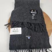 Barbour Lambswool Charcoal Gray Unisex Scarf NWT Scotland