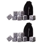 2x 9pc Bartender Whisky Cooling Rocks Set w/ Velvet Pouch