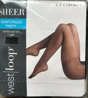 1 Pk: West Loop Sheer Reinforced Panty & Toe Pantyhose, Size C, Black