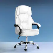 Artiss Executive Office Chair Computer Gaming Chairs PU Leather Recliner White