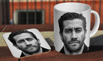 Jake Gyllenhaal BW Face - Ceramic Coffee / Tea Mug + Matching Coaster