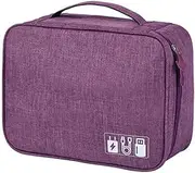 [Generic] Electronics Organizer Travel Bag for Cable Accessories Storage Bag Pouch Free Separated Space Waterproof for Cable Cord Charger Hard Drive Earphone Power Bank Purple