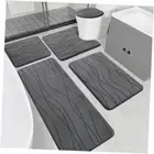 Memory Foam Grey Bathroom Rug Sets 5 Piece, Ultra Absorbent Bath Mat for