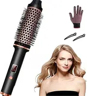 Thermal Brush, Curling Iron Brush Volumizing Heated Round Ceramic Tourmaline Ionic Comb Dual Voltage Travel Curling Iron, Hairbrushes LCD Display, 10 Temperature Settings