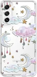 CrazyLemon for Samsung Galaxy A51 4G Case Silicone Clear with Design Cute Aesthetic Moon Pink Purple Cloud Pattern Transparent Soft TPU Ultra Thin Slim Shockproof Protective Case Cover for Women Girls