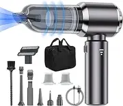Car Vacuum Cleaner Cordless, Handheld Vacuum 22000PA High Power Suction, 4-in-1 Compressed Air Duster & Air Blower & Pump, Portable Vacuum Cleaner with 3 Gears for Home, Pet, Keyboard (Silver)