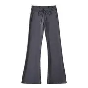 Drawstring Waist Plain Bootcut Sweat Pants Gray - L