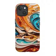 For iPhone 15 Tough Case Compatible with MagSafe Swirling Gold