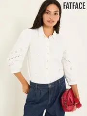 FatFace Roxi Ivory 100% Cotton Embroidered Shirt (E80131) | $127