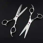 Barber Hair Cutting, 6 Inch Professional 440c Cut Set Cutting Barber Haircut Scissor Thinning Shears Hairdressing