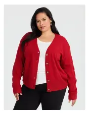 [Taking Shape] Soft Touch Short Cardigan in Ribbon Red