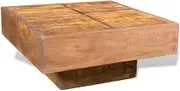 Coffee Table Brown Square Solid Mango Wood Modern Furniture Living Room Decor