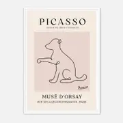 Galrie Elegant Minimalist Picasso Animal Series Drawing Art Print for Home Decor, White Frame, A0 84 x 119cm (33 x 47inch)