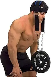 Neck Harness for Weight Training, Neck Trainer with Adjustable Heavy Duty Steel Chain and Strap, Increases Neck Core Strength and Supports Injury Recovery, Neck Exerciser for Home and Gym