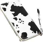 [WATIIFUFU] Small Wallet for Women Cow Pattern Portable Pu Leather Travel Purse for Key Card Storage
