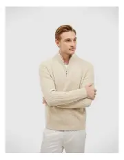 [Politix] Chunky Lambswool Half-zip Knit in Bone