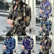 Mens Tops Mens Shirts Casual Baroque Button Down Casual Fitness Hawaiian