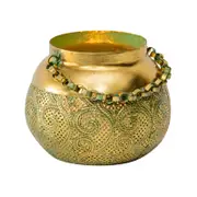 Moroccan Tealight Candle Holder - Distressed Gold