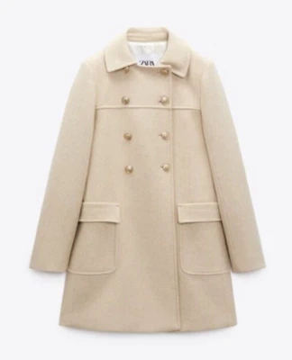 NWTZARA SIZE X-SMALL WOOL BLEND SIXTIES COAT WITH LONG SLEEVES