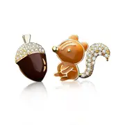 4PCS Alloy Fashion Cute Asymmetric Squirrel Pine Cones Stud Earrings for Women Girls