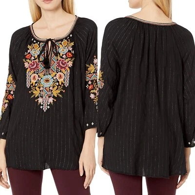 Johnny Was Clancy Peasant Blouse Embroidered Women’s Size XS