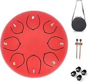 Rain Drum for Outside Garden, Steel Tongue Rain Drum, 6" Outdoor Garden Instrument, 8/11-Tone Handpan Chime for Meditation/Yoga, Waterproof Zen Music Maker with Mallet & Bags (Red,8-tone)