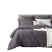 Hotel Soft Quilt Doona Duvet Cover Set Single Queen Super King Dark Grey