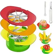 Fruit Cutter Slicer, 4 in 1 Apple Slicer with Vegetable Peeler & Cleaning Brush Mango Cutter Corer Remover Tomato Wedges Stainless Steel Heavy Duty Fruit & Vegetable Cutter Easy Kitchen Tool