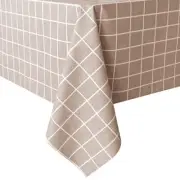 Checkered Vinyl Rectangle Tablecloth - 60" x 84" (Rectangular) Khaki Checkered