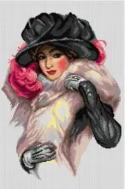 "Girl with a Hat" Printed Canvas for Tapestry Gobelin Embroidery 2883