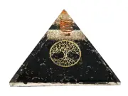 Black Tourmaline Orgone Pyramid - Small Tree of Life