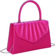 [Fontanella Fashion] Women's Elegant Evening Clutch Bag Stylish Pleated Design Secure Snap Closure Chic Top Handle Detachable Chain Strap