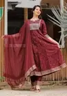 Beautiful Rayon Fabric Embroidery Work Kurti Pant With Chiffon Dupatta