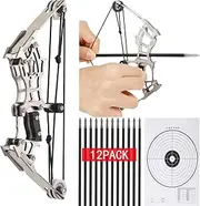 Mini Compound Bow and Arrows Set Mini Pocket Hunting Bow Metal Material Catapult RH/LH for Target Shooting Practice Small Hunting Game Archery Entertainment Fun Gift