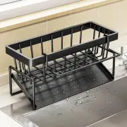 Sponge Holder for Kitchen Sink, Sink Caddy with 9" x 3.5" x 3.9", Black