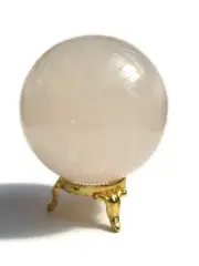 Rose Quartz 6.5cm 371g Crystal Ball Orb Sphere on Gold Metal Stand RQ001