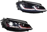 Compatible For VW Golf 7.5 MK7.5 2018-2021 LED Auto Headlights Assembly Upgrade High Configure Bifocal Lens Projector Lens Accessories(Red line version)