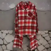 Hearth & Hand Magnolia Men's Holiday 2pc PJ Pajamas Red Plaid Cotton XL NEW