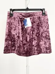 Abound Women's Burgundy Soft Velour Mini Skirt Size Small Elastic Waist Pull-On