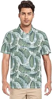 [ZZXXB] Banana Leaf Men's Polo Shirts Short Sleeve Quick Dry Athletic Outdoor Sports Golf Shirts S-XXL
