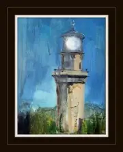 The Lighthouse b Original Impressionist Oil Painting Paul Mitchell 10" X 12"