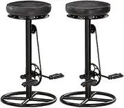 Bar Stools 2 pcs Black Real Goat Leather Bar Chair