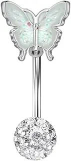 [Izpack] 18G Butterfly Enamel Horseshoe Lip Ring for Women Girls 361L Surgical Stainless Steel Cartilage Monroe Conch Daith Tragus Crystal Ball Helix Studs Rings Medusa Body Piercing Jewelry 8mm 10mm 12mm