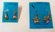 Lot 2 pairs Solid Sterling Silver Starfish & Ladybug Earrings - NWT NEW