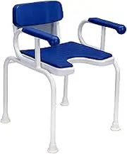 SJIALEN Shower Chair, Adjustable 5 Height Nonslip Bath Stool with Padded Armrests Backrest Disabled Elderly Safety Shower Chair Shower Chair(Blue)
